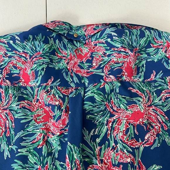 Chubbies Sz M The Nutter Short Sleeve Crab Print Shirt Blue Pink Summer EUC - Picture 12 of 12
